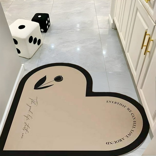 Chmadoxn Bathroom Rugs, Rugs for Living Room, Bathroom Love Rug- Super Absorbent And-Drying- Rubber Backing Slip- Washable Bathroom Floor Mat- Shower Rug In Front Of Tub 20x20 In love floor mats