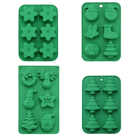 

VEAREAR 1/2/4Pcs Cake Mould Heat Resistant Not Sticky Reusable Pastry Tool Silica Gel Christmas Snowman Fondant Candy Mold for Bakery
