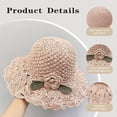 thumbnail image 3 of Women's Straw Hats Beach Sun Hats Foldable Sun Protection Beach Cap Flower Woven Sun Hat Wide Brim Hat Packable Bucket Hats, 3 of 6