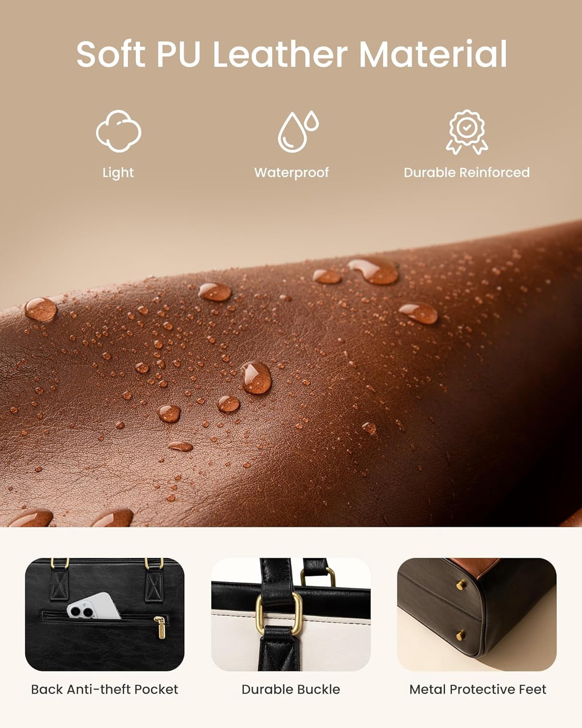 LOVEVOOK Laptop Bag for Women,15.6 Inch Vintage Work Tote Bags for Women,Leather Teacher Bag,Large Handbag Computer Briefcase