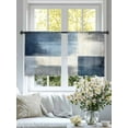 thumbnail image 4 of Abstract Art Sheer Curtains 45 inches Long 2 Panels Set Color Block Gary Blue Collage Oil Painting Tiers Sheers Rod Pocket Small Window Short Curtains for Kitchen Cafe, Each 52" W x 45" L, 4 of 7
