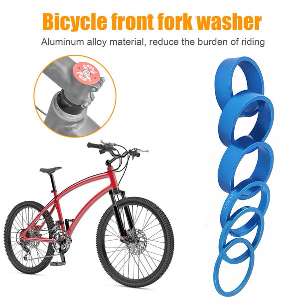 6 uds CANSUCC MTB bicicleta auriculares horquilla delantera arandelas espaciadores junta (azul)
