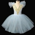 thumbnail image 6 of Delliss Leotards for Girls Ballet Dance Tutu Skirted Princess Dress Ruffle Sleeve Ballet Skirted Dancewear with Tulle Skirt, 6 of 7