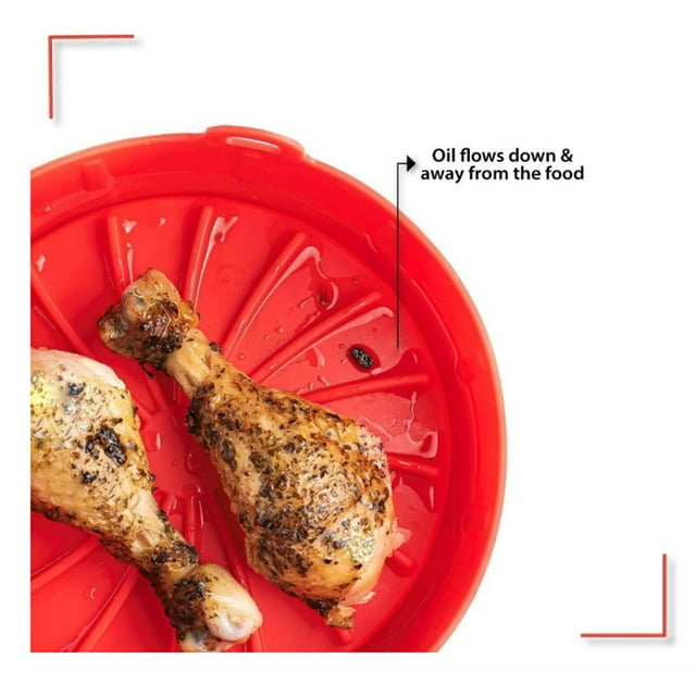 Pot en Silicone pour Friteuse à Air Chaud Résistant à la Chaleur Cuisine Grillade Panier de Cuisson Réutilisable Épaissi Outil de Remplacement pour Poulet Frit 19cm Café