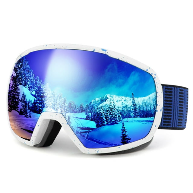 Lunettes de Ski Résistantes aux Chocs pour Hommes Femmes Protection contre le Brouillard Lunettes de Neige Bleues