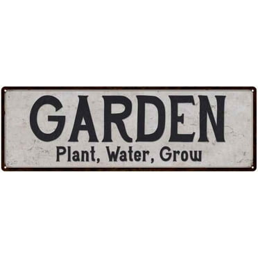 Garden Vintage Look Reproduction Black on White 6x18Metal Sign 206180023030