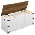 thumbnail image 6 of HOOBRO Storage Chest, Toy Chest with Safety Hinge, Toy Box Organizer, 39.3 x 15.7 x 17.7 Inches Farmhouse Style Storage Bench, for Living Room, Bedroom, Entryway, White and Walnut WH26CW01, 6 of 8