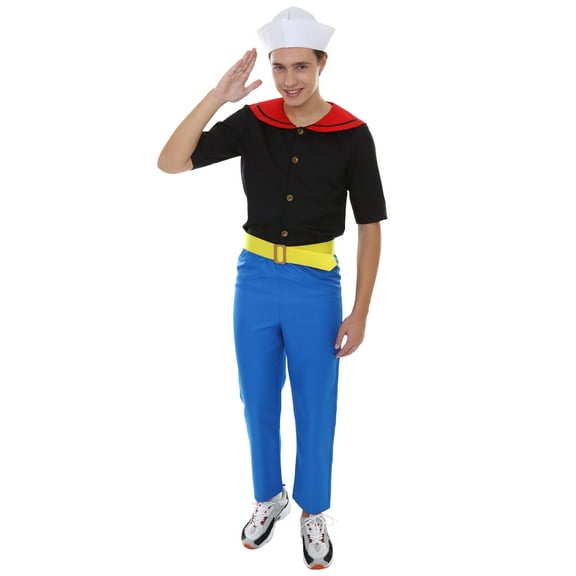 HPO Adult Men's Sailor Man Captain 4 piece Costume | Black and Blue Cosplay Costume