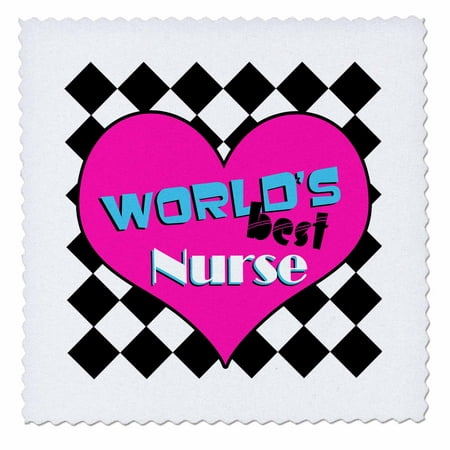 3dRose Worlds Best Nurse - Pink - Quilt Square, 10 by (Best Quilts In The World)