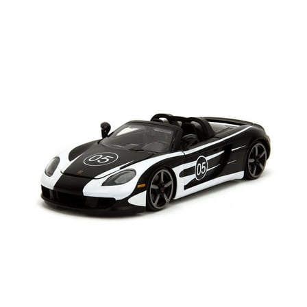 Porsche Carrera GT Convertible, Black /White - Jada Toys 35490 - 1/24 Scale Diecast Model Car