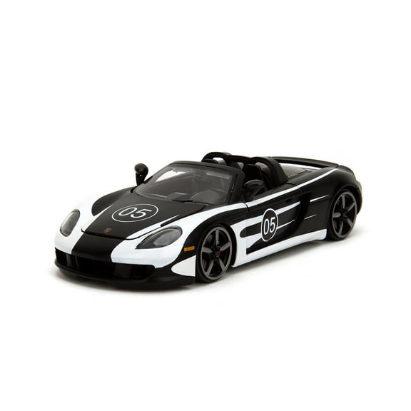 Porsche Carrera GT Convertible, Black /White - Jada Toys 35490 - 1/24 Scale Diecast Model Car