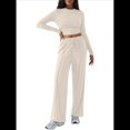 thumbnail image 2 of Conjunto Deportivo Y2K de Dos Piezas para Mujer, con Larga, Top Ajustado y Pantalones Anchos, Ideal para y Otoño Albaricoque S, 2 of 8