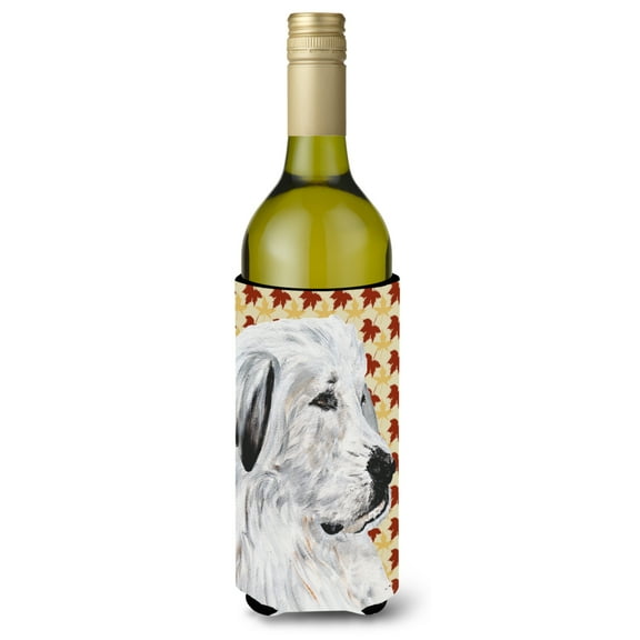 Great Pyrenees Fall Leaves Wine Bottle Hugger