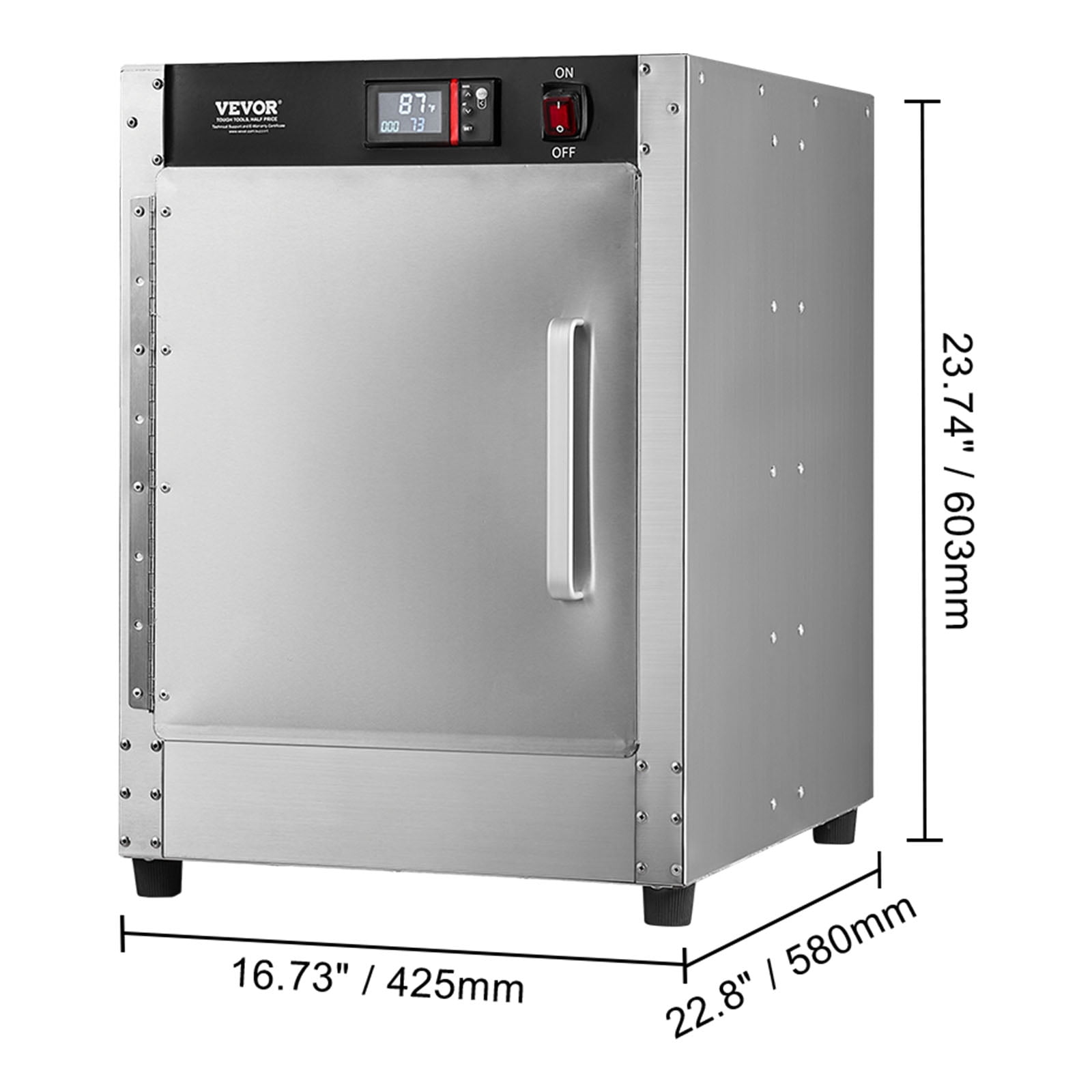 VEVOR Hot Box Food Warmer, 4-Tier Concession Warmer with Water Tray, 4 Pans, Single-door and Adjustable Shelves, Stainless Steel Food Warmer Cabinet, Ideal for Storing Pizza, Chicken, Restaurant