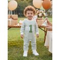 thumbnail image 4 of RUINIXCW Baby Boy First Birthday Outfit Romper Infant Boys 1st Birthday One Years Old Clothes Letter Embroidery Long Sleeve Waffled Striped Jumpsuit, 4 of 10