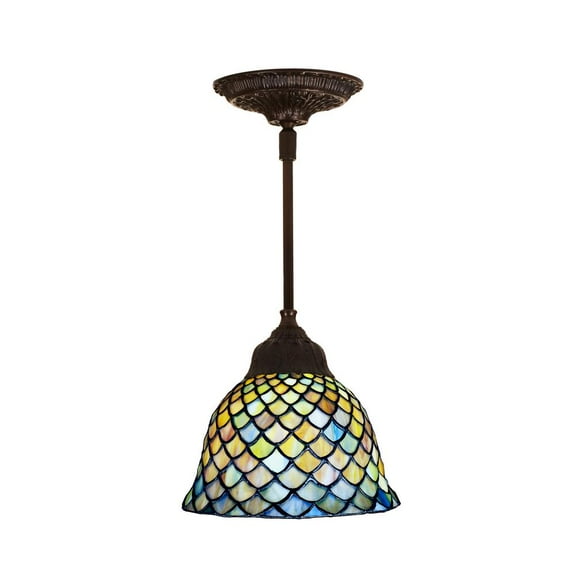 Meyda Lighting 8"W Tiffany Fishscale Mini Pendant