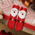thumbnail image 4 of Odeerbi Christmas Socks for Women 2025 Coral Velvet Mid-Calf Socks Christmas Santa Snowman Plush Stocking Winter Thickened Warm Faux Furry Socks Red, 4 of 8