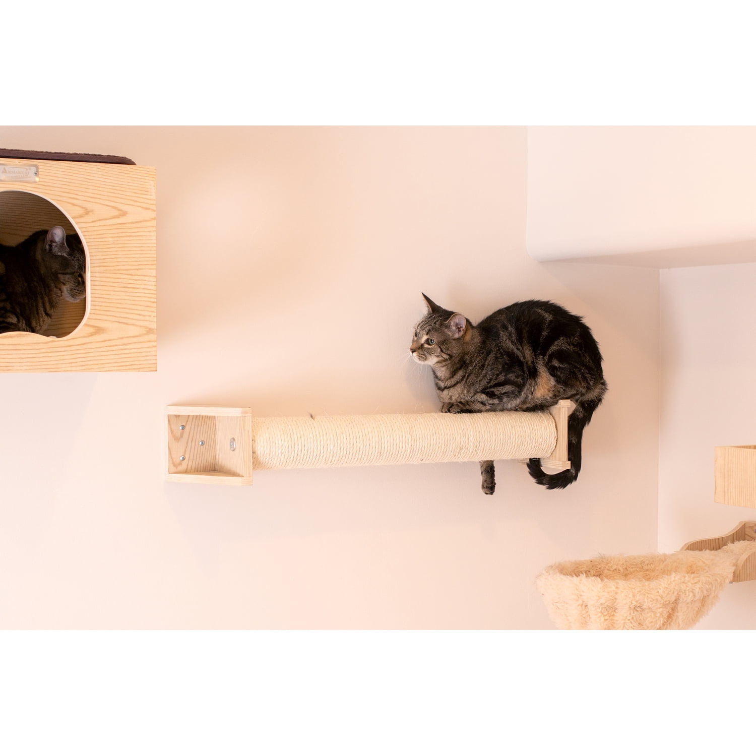 Wall Mounted Cat Scratching Post -Series - Solid Wood - 30" Tall