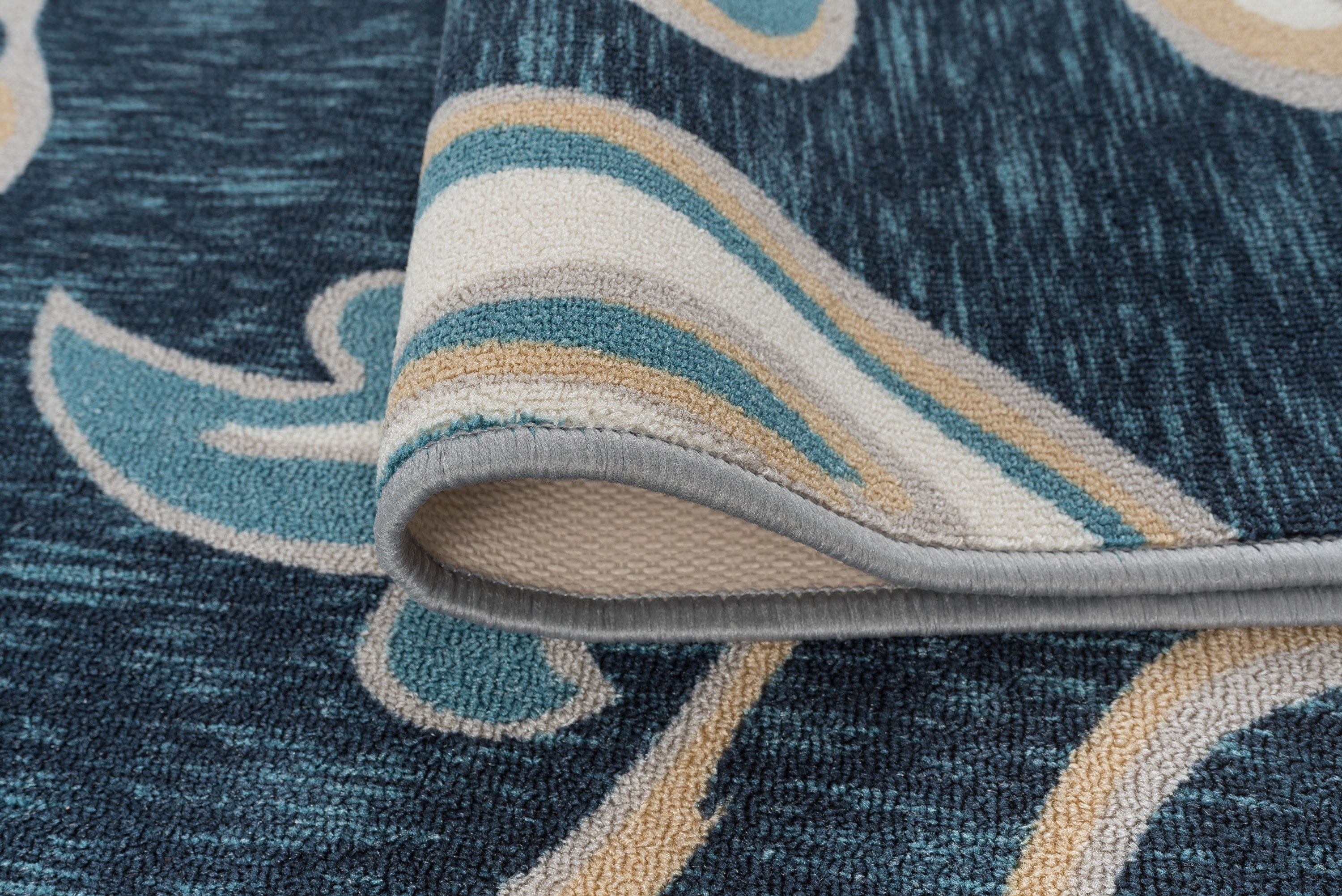 Transitional 7x10 Area Rug (6'7'' x 9'6'') Floral Navy, Aqua Living Room Easy to Clean