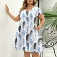 thumbnail image 2 of Women's Plus Size Summer Beach Dress - Loose V-Neck Ruffle Short Sleeve A-Line Maxi Dress - Light Blue XXXL, 2 of 7
