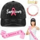 thumbnail image 1 of wonima02 4 Pcs 2025 Breast Cancer Awareness Accessories Set Breast Cancer Hat Pink Beaded Bracelet Survivor Sash & Pin Women, 1 of 1