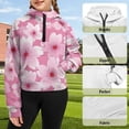 thumbnail image 3 of Chaqlin Peach Blossom Print Kids Half Zipper Sweatshirt with Pocket Soft Loose Athletic Wear Comfy Top for Gym Hiking Camping Outdoor Size 5-6, 3 of 7