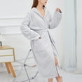 thumbnail image 2 of Luxalzxs Long Hooded Robe for Women Solid Color Full Length Bathrobe Winter Warm Pajamas Shower Nightgown Housecoat with Pockets, 2 of 5