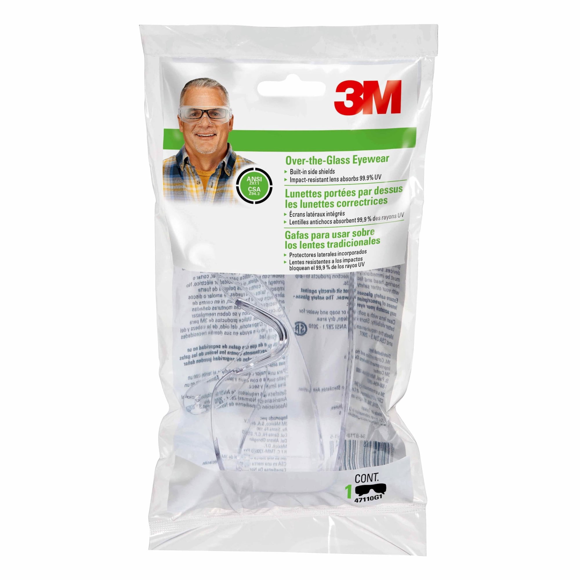 3M Over-the-Glass Clear Lens Eyewear Protection Clear Frame