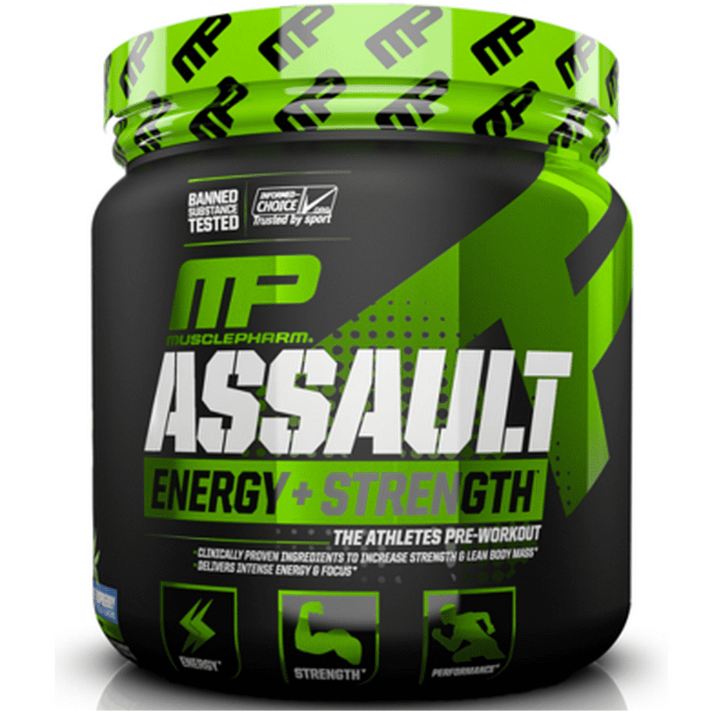 MusclePharm Assault Pre Workout Powder, Blue Raspberry, 30 Servings