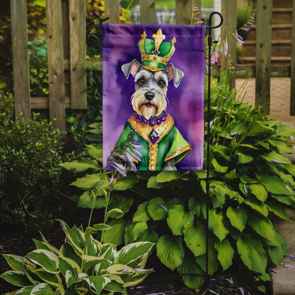 Schnauzer King of Mardi Gras Garden Flag 11.25 in x 15.5 in