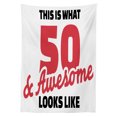 thumbnail image 3 of Ambesonne 50th Birthday Tablecloth Rectangular Table Cover, 50 Years Warm Colors, 60"x90", Red Black White, 3 of 4