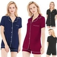thumbnail image 2 of Womens Button Down Modal Pajama Sets Bride Pajamas Sets Sleepwear Shorts Lounge Set, 2 of 7