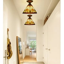 Claxy Tiffany Style Wall Sconce with Brown Stained Glass Shade