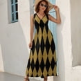 thumbnail image 5 of Black And Gold Harlequin Dress Fashion Boho Beach Long Dresses Female Party Printed Maxi Dress, 5 of 9