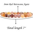 thumbnail image 2 of Natural Red Botswana Agate Handmade Gemstone 8mm Round Beads Elastic Bracelet 7" Unisex, 2 of 4