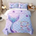 thumbnail image 2 of meiyoeat Mermaid Princess Scale Twin Quilt Set for Girls, Sparkle Initial R Twin Coverlet Set for Women, Purple Blue, 2-Piece, 2 of 7
