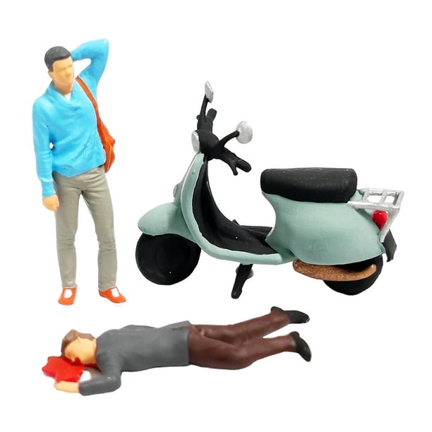 Modelo de de accidente de tráfico 1/64 para coleccionables, adornos, accidente azul Zulema escena gente figura