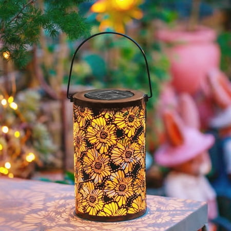 

Garden Glam Decor Solar Outdoor Courtyard Villa Decorative Chandelier Chrysanthemum Hollow Out Lamp