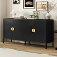 thumbnail image 2 of Atumon 4-Door Storage Cabinet, Accent Cabinet, Wood Buffet Cabinet, Storage Cabinet with Metal Legs and Semi-Circular Handles, Modern Accent Cabinet Furniture for Hallway Entryway Living Room, Black, 2 of 10