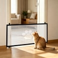 thumbnail image 5 of Retractable No-Drill Indoor Pet Gate Adjustable Width Doorway Barrier for Cats Small Dogs Pressure-Mounted Easy Install Safety Mesh Gate 43.3"×30.7", 5 of 6