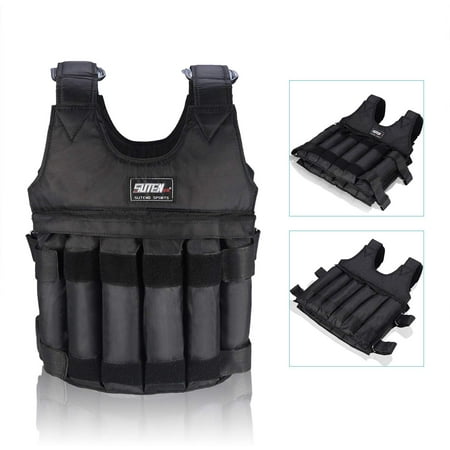 Adjustable Weighted Vest 110 lb/44lb Black for Crossfit, HIIT, Strength, Cross Training and Cardio Exercise(Weight NOT Included), Vest