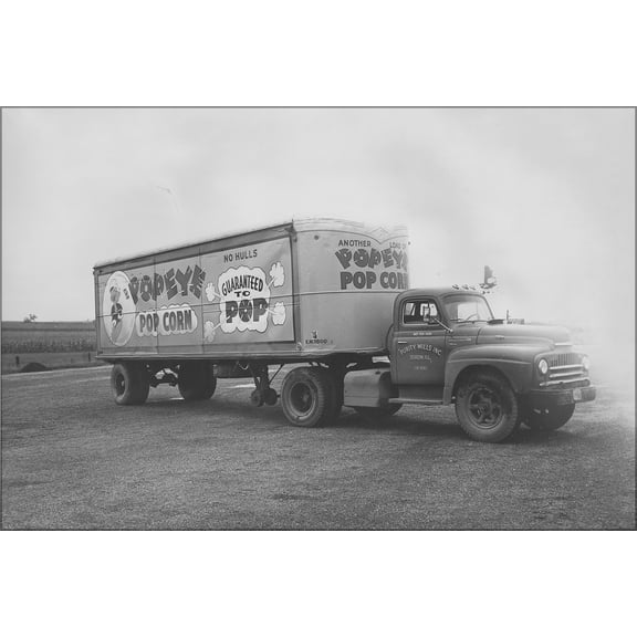 24"x36" Gallery Poster, A_Popeye_popcorn truck with a colorful advertising design NARA 283764