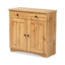 Baxton Studio Lauren Modern and Contemporary Oak Brown Finished Wood 2-Door Buffet Kitchen Cabinet