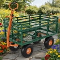 thumbnail image 2 of BeesClover Chariot de Jardin Robuste de 1400 Lb, Chariot de Jardin en Acier avec Roues de 10 Pouces, Poignée Réglable, Chariot de Jardin Utilitaire pour Cour, Jardinage, Terre, Outils et Transport de Plantes, 2 of 9