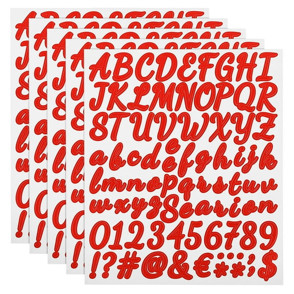 Uxcell 5 Sheet 420 Pcs Self Adhesive Vinyl Letter Number Stickers Kit (Red, 1 Inch)