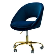 14 Karat Home Velvet Home Office Chair for Teens, Adjustable Height & 360° Swivel Cute Computer Task Chair, Navy