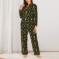 thumbnail image 2 of Yiaed Pineapple Print Pajamas Women's Long Sleeve Sleepwear Soft Button Down Loungewear Pjs Lounge Set Nightwear Womens Pajama Pants-Medium, 2 of 7