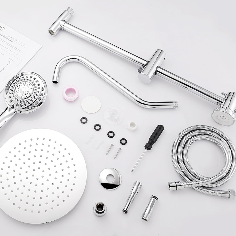 Logmey 10"Rain Shower System with Handheld Shower Head,Hose Stainless Steel Chrome