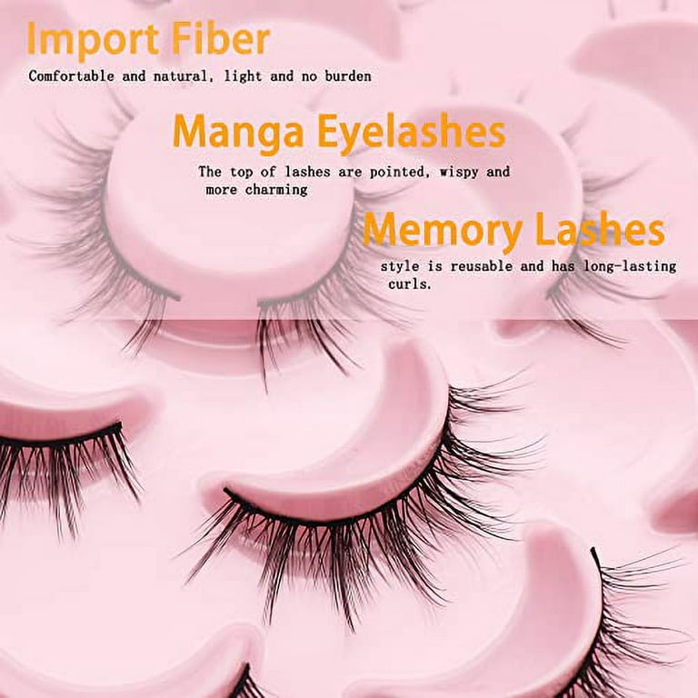 Veleasha Manga Lashes Natural Look False Eyelashes 8 Pairs Pack  Light-weight Comfortable Fake Eyelashes