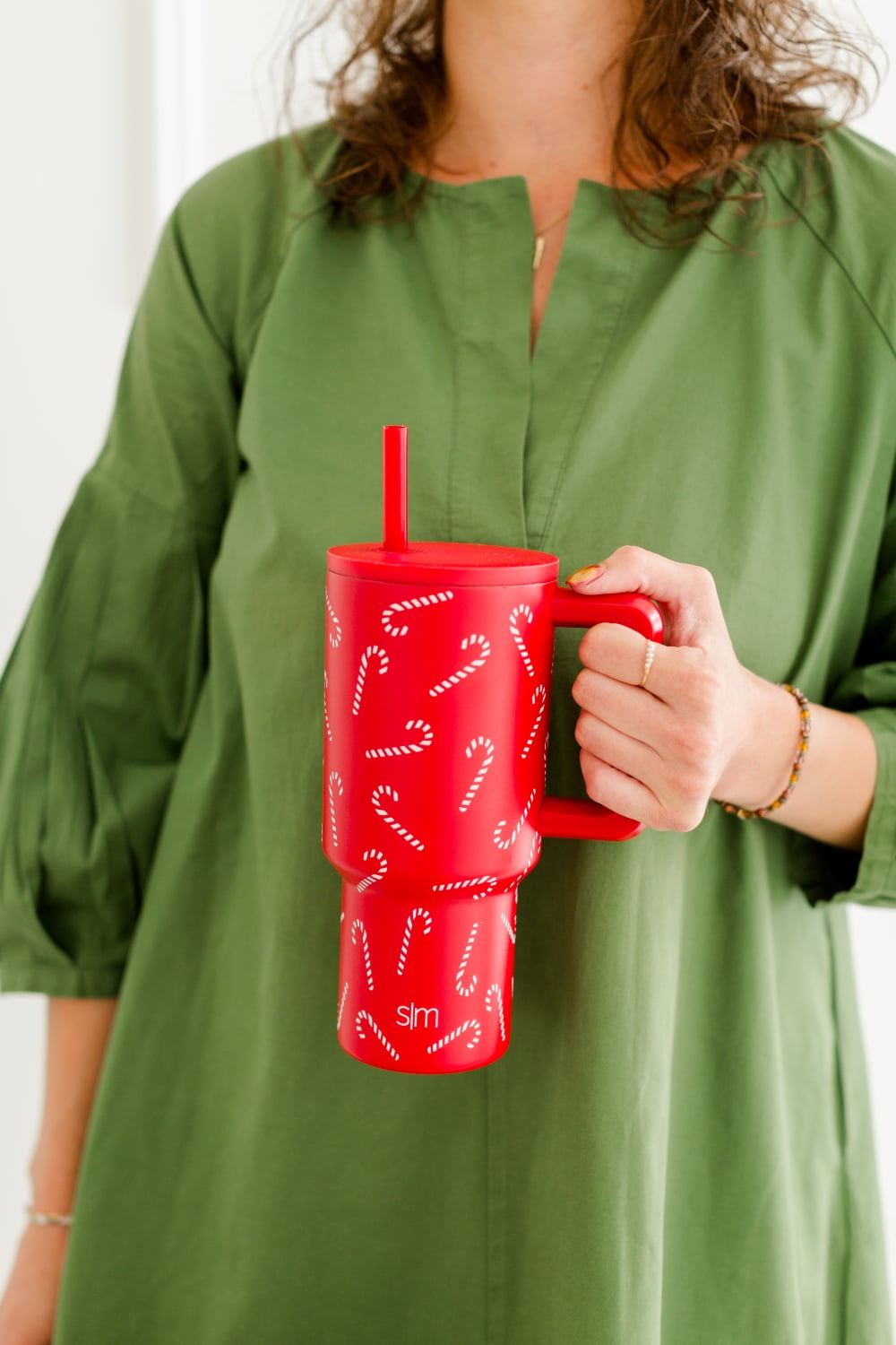 (4 pack) Simple Modern 30 fl oz Insulated Stainless Steel Trek Tumbler with Straw Lid | Candy Canes